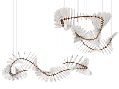 现代水晶叶片垂线吊灯