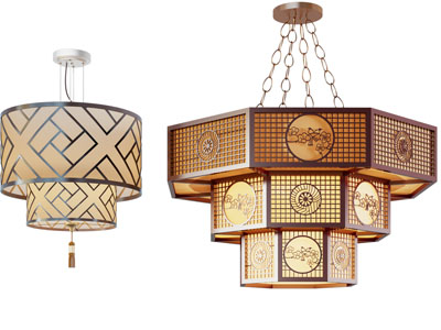 新中式多边形吊灯
