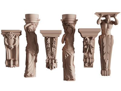 欧式人物雕塑雕刻柱托3d模型 欧式人物雕塑雕刻柱托