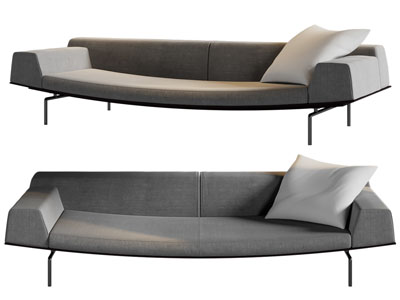 现代弧形凹陷多人沙发