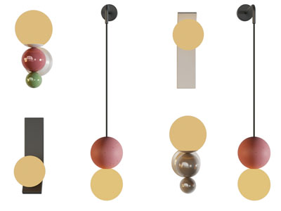 现代彩色球形壁灯