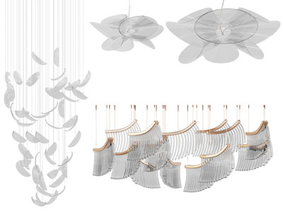 现代羽毛装饰的吊灯