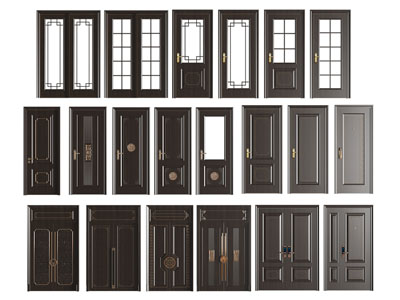 新中式双扇、单扇入户平开门