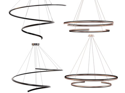 现代金属线条圆形吊灯