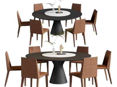 现代圆形餐桌椅组合