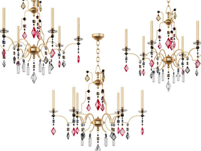 简欧彩色水晶吊坠烛台吊灯