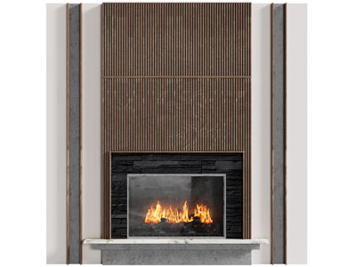 现代带壁炉火炉的背景墙3d模型 现代带壁炉火炉的背景墙