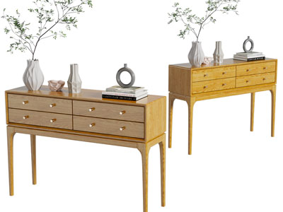 现代实木高脚玄关柜、边柜