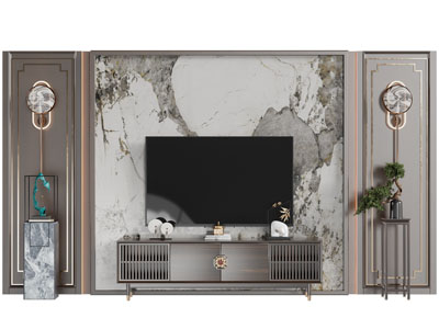 新中式电视柜 电视机背景墙