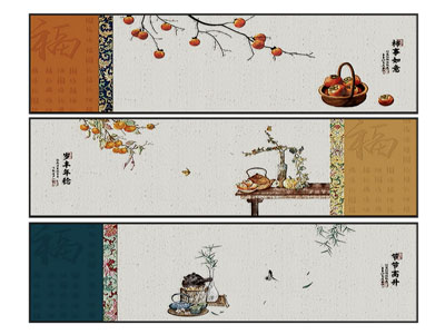 新中式横幅装饰挂画3d模型 新中式横幅装饰挂画