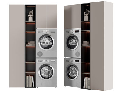 现代洗衣机烘干机收纳柜