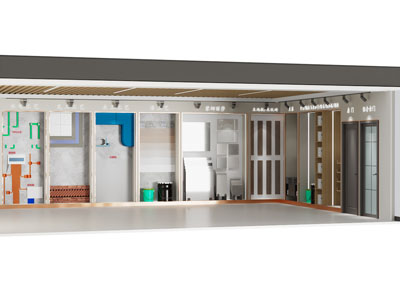 现代装修公司水电材料展示展览墙