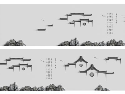 新中式景墙3d模型 新中式景墙