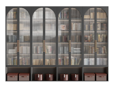 法式玻璃柜门的书柜