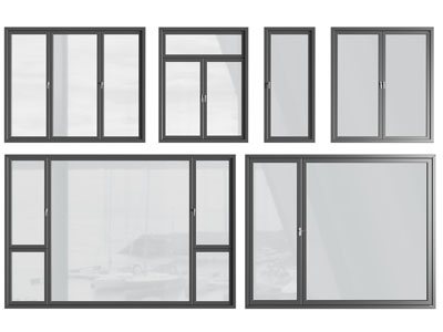 现代金属边框的平开窗户