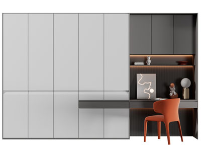 现代衣柜书桌椅组合一体柜