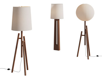 现代实木支架的落地灯