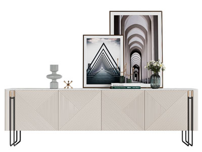 现代电视柜、摆件组合