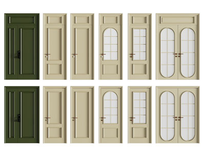 法式单扇、双扇平开门、子母入户门