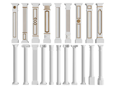欧式方形、圆形罗马柱子3d模型 欧式方形、圆形罗马柱子