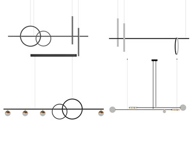 现代线条钢带吊灯