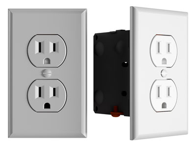 现代三相插座、开关面板3d模型 现代三相插座、开关面板