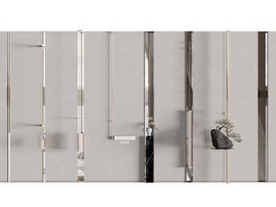 新中式接待区背景墙3d模型 新中式接待区背景墙