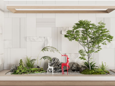 现代景墙 树木 雕塑雕刻室内景观园艺小品