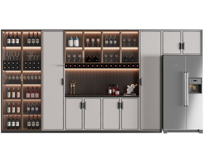 新中式嵌入电冰箱的酒柜