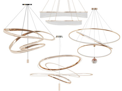 现代轻奢弯曲钢带吊灯