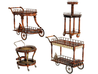 美式实木餐车、小餐吧