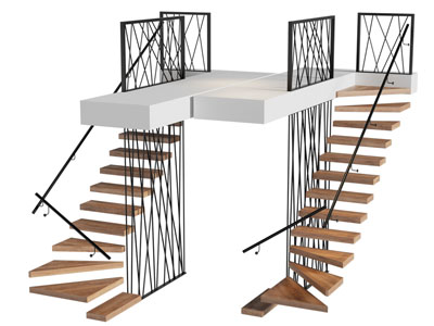 现代实木台阶的旋转楼梯3d模型 现代实木台阶的旋转楼梯