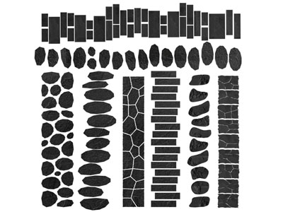 现代青石板铺石路、汀步石