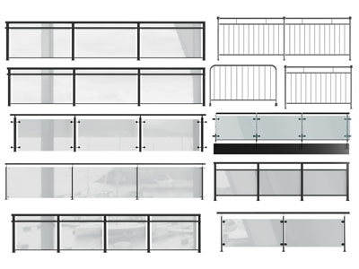 现代玻璃栏杆、护栏、围栏3d模型 现代玻璃栏杆、护栏、围栏