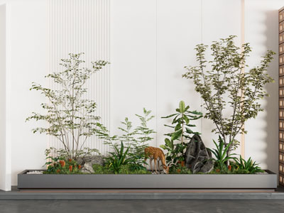 侘寂风花草 花池室内景观园艺小品