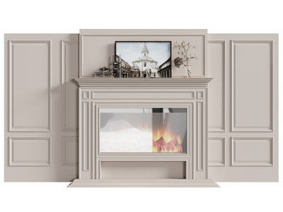 欧式带壁炉的背景墙3d模型 欧式带壁炉的背景墙