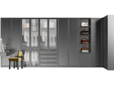 法式实木更衣柜3d模型 法式实木更衣柜