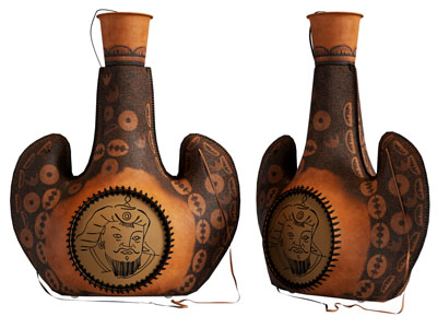 民族风皮酒壶、皮酒袋