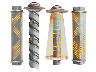 工业风loft潮牌带装饰灯的柱子3d模型 工业风loft潮牌带装饰灯的柱子