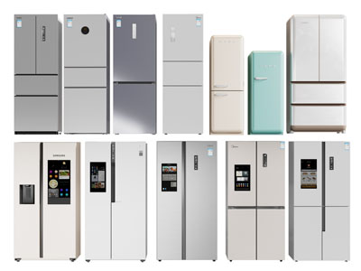 现代上门、双开门电冰箱3d模型 现代上门、双开门电冰箱