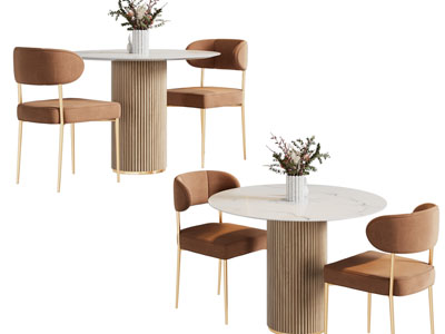 现代轻奢圆形休闲桌椅组合