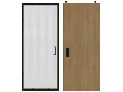 现代单扇玻璃平开门、实木推拉门