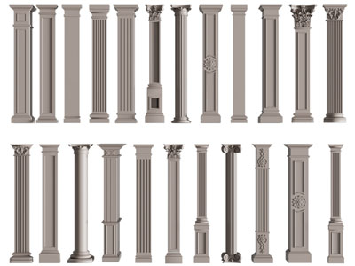 欧式方形、圆形罗马柱子3d模型 欧式方形、圆形罗马柱子