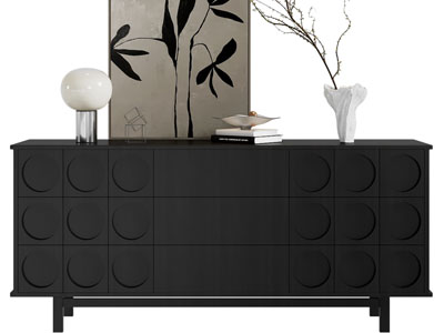 现代黑色实木玄关柜、边柜