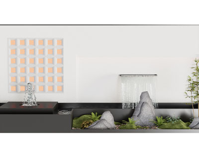 新中式水景景墙 瀑布 假山景观园艺小品