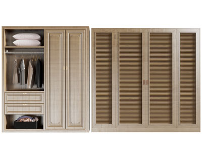 北欧实木衣柜、百叶柜门衣橱3d模型 北欧实木衣柜、百叶柜门衣橱