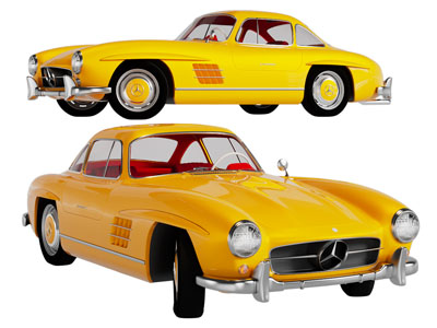 现代复古黄色汽车、轿车
