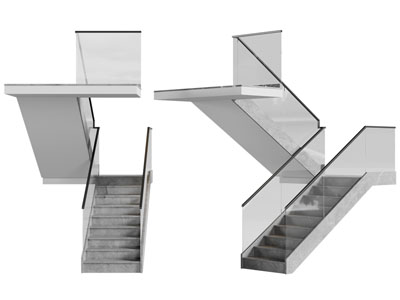 现代玻璃扶手的旋转楼梯3d模型 现代玻璃扶手的旋转楼梯