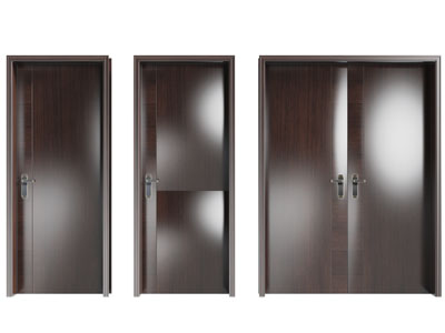 现代实木单扇平开门、双开门