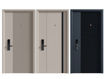 现代带密码锁的平开门